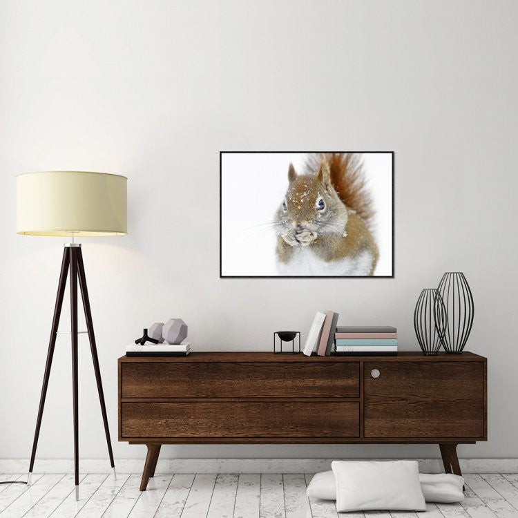 "Christmas Squirrel" Framed Canvas Giclee by Mircea Costina, 41x31"