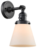 Small Cone 1-Light LED Sconce, Matte Black, Glass: Matte White Cased