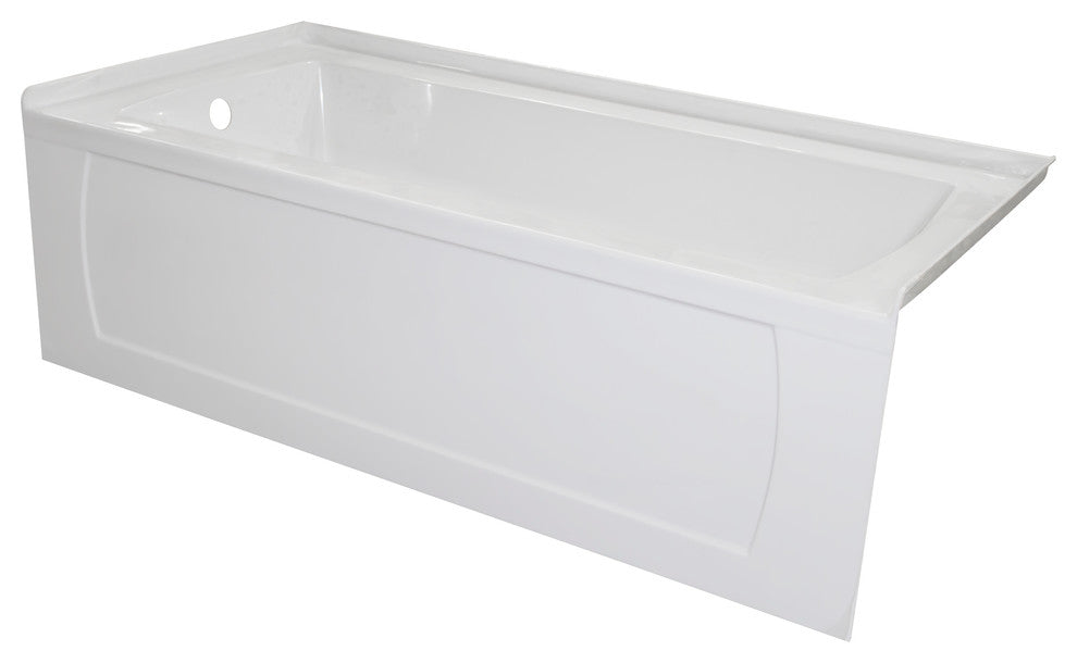 Ovo White Acrylic Bathtub, Decorative Skirt and Double Flange 60"x32", LH