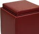 Contemporary Storage Ottoman With Tray, Red