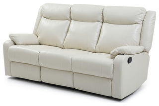 Wendover Faux Leather Double Reclining Sofa, Pearl
