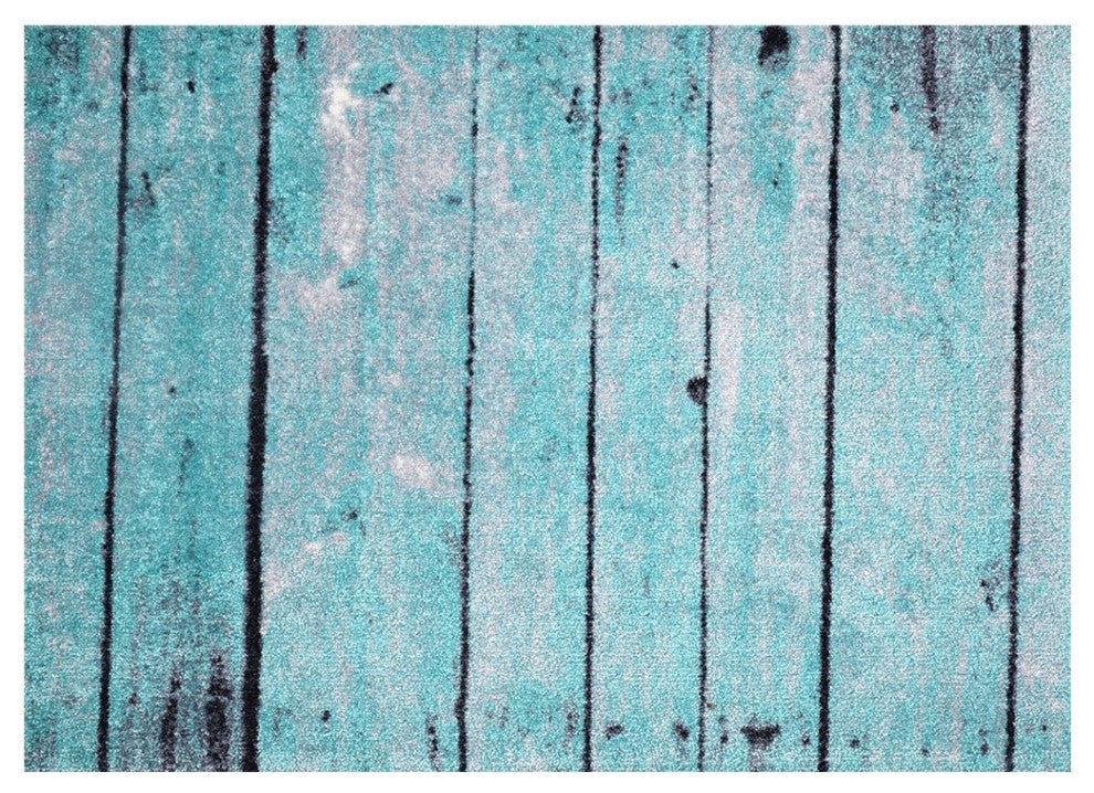 2' x 3' Rustic Teal and Gray Barn FloorWashable Floor Mat