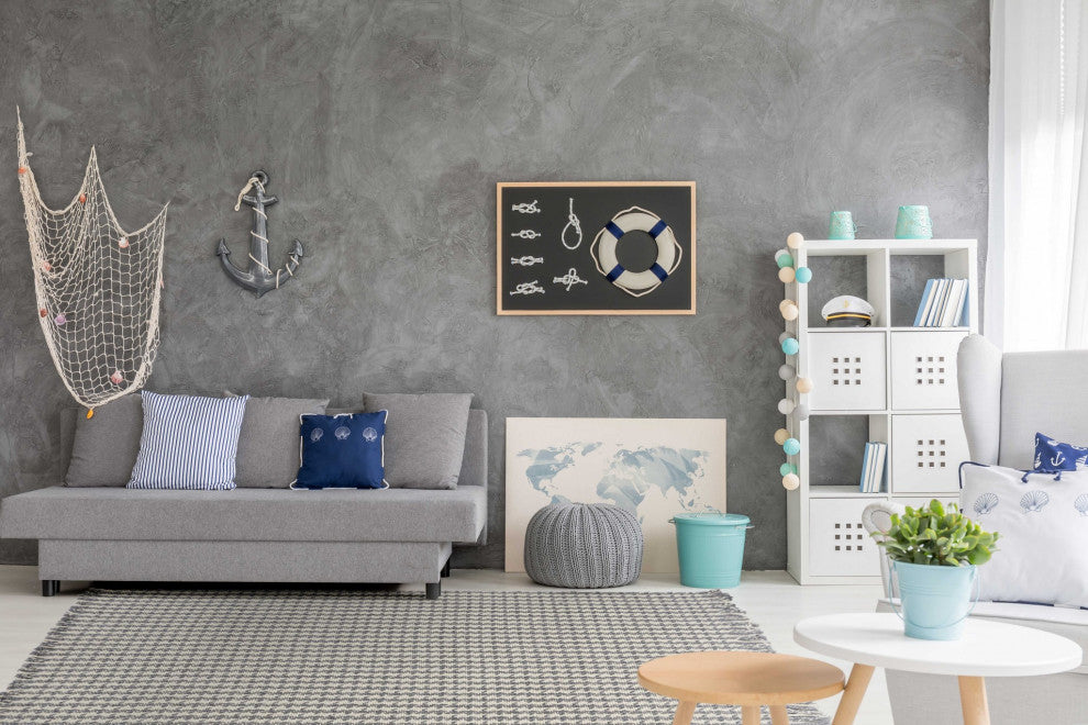 HomeRoots 7' x 9' Wool Ivory or Grey Area Rug