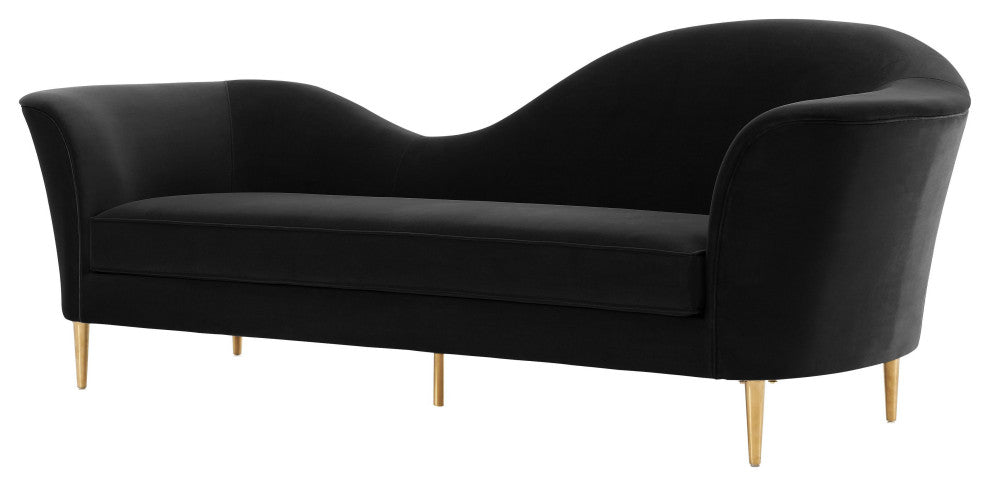 TOV Furniture Plato Black Velvet Sofa