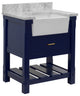 Charlotte 30" Bathroom Vanity, Royal Blue, Carrara Marble