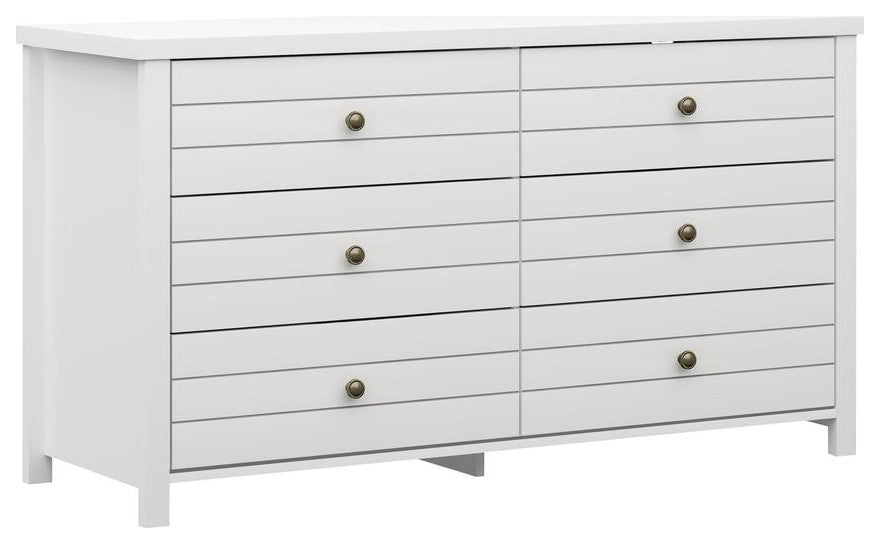 Living Essentials By Hillsdale Harmony Wood 6 Drawer Dresser, Matte White