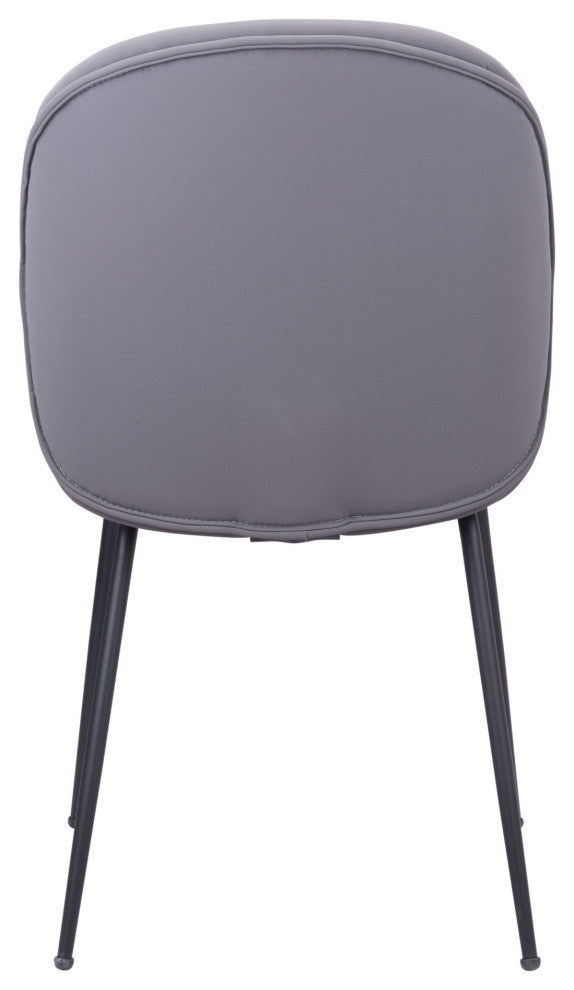 Dining Chair, Set of 2, Steel Metal, Fabric, Gray, Black, Cafe Bistro