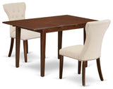 3Pc Dining Set, Butterfly Leaf Table, 2 Chairs, Mahogany