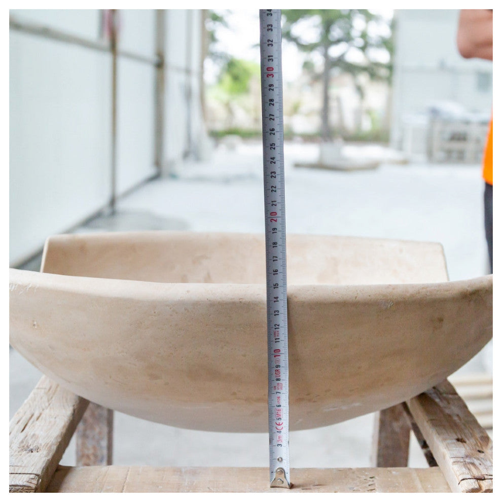 Light Beige Travertine Natural Stone Vessel Sink (W)16" (L)16" (H)6"