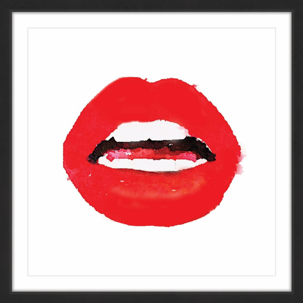 Marmont Hill, "Lips Colors Red" by Amanda Greenwood Framed Painting Print, 18x18
