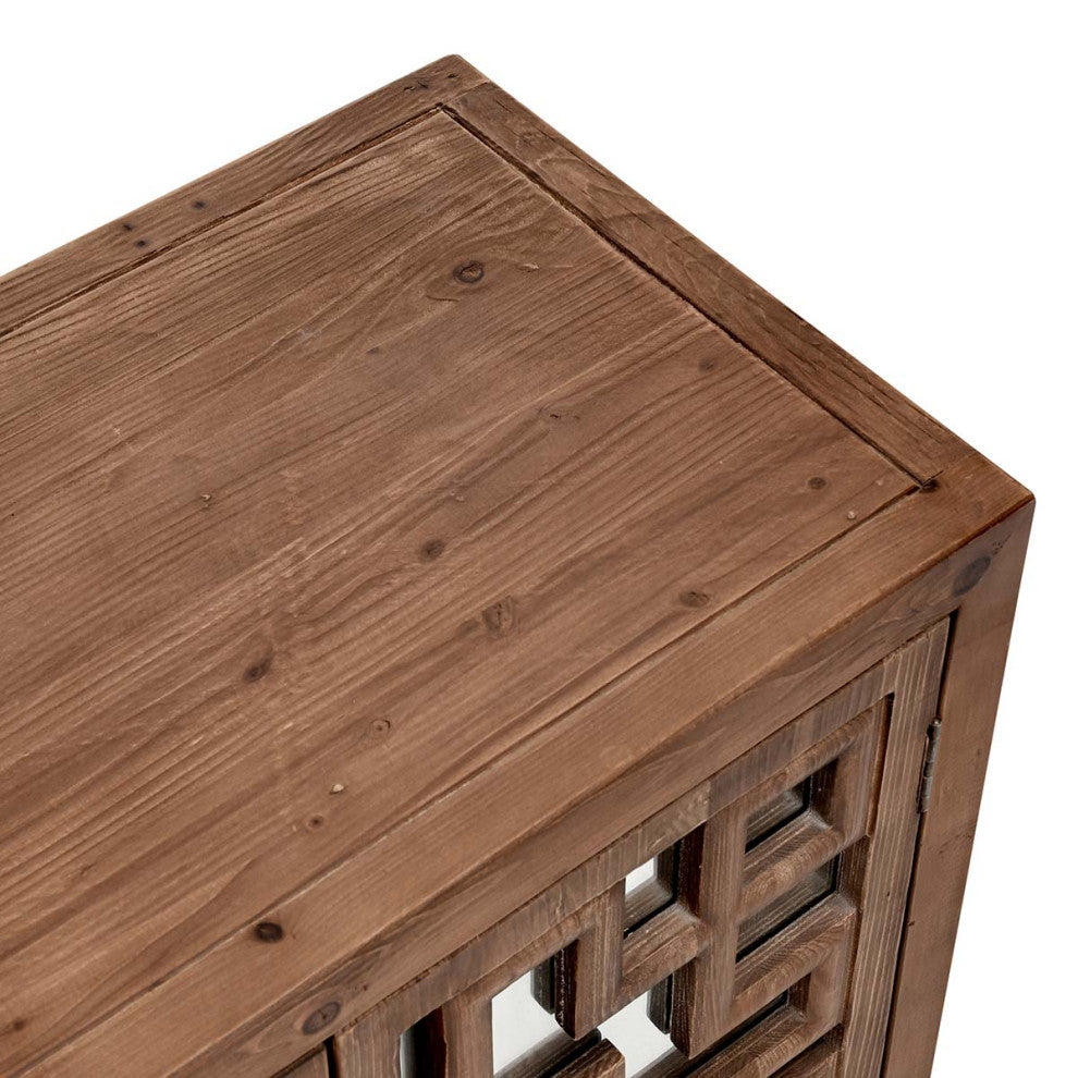 Chestnut Lattice Mirrored Sideboard