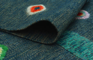 High-Low Kilim Golbahar Blue-Grey Rug