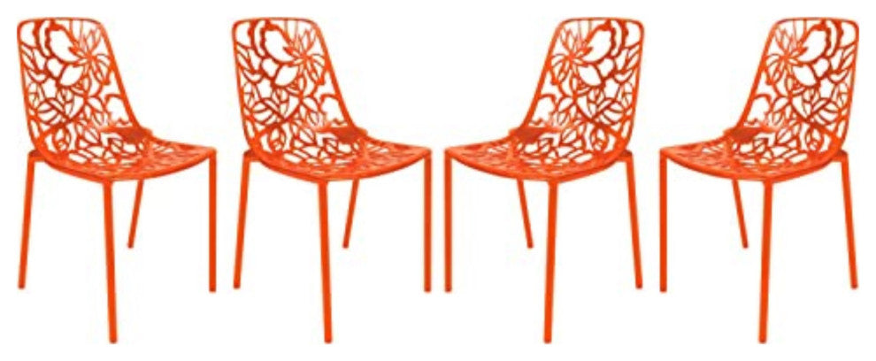 LeisureMod Modern Devon Aluminum Chair, Set of 4