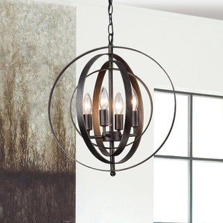 Mary Antique Black Iron 4-light Orb Chandelier