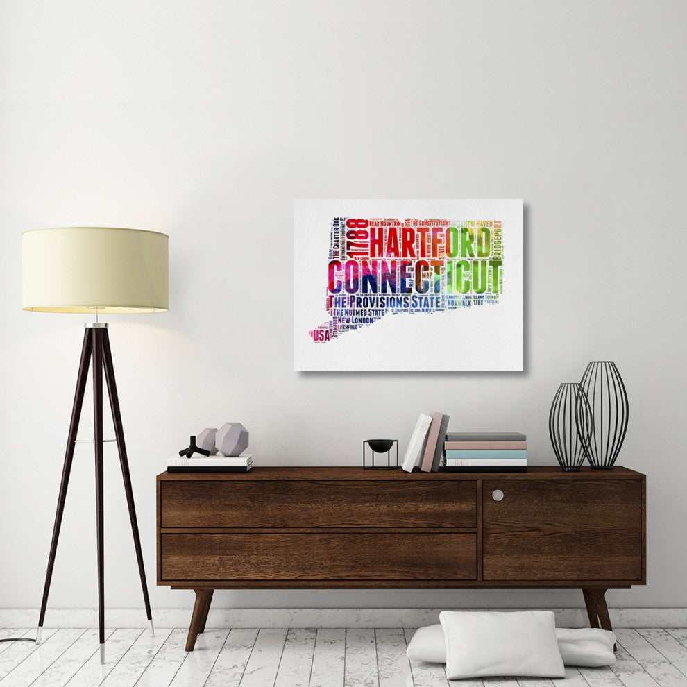 "Connecticut Watercolor Word Cloud" Fine Art Print