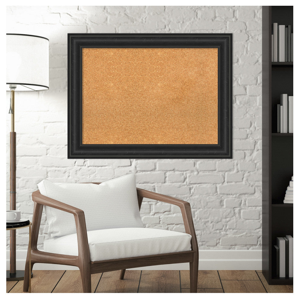 Framed Natural Cork Board, 33x25, Shipwreck Black Framed Organization Boards