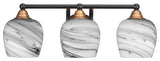 Paramount 3-Light Bath Bar, Matte Black & Brass, 6" Onyx Swirl Glass