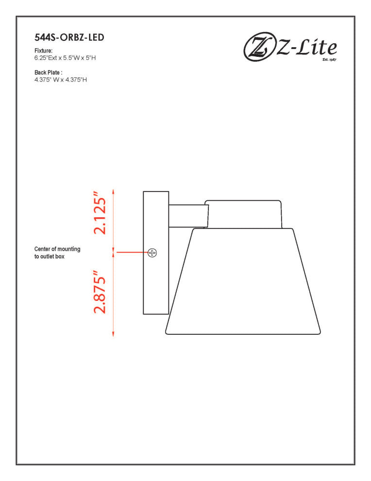 Zlite 544S-ORBZ-LED 1-Light Outdoor Wall Sconce, Sand Blast