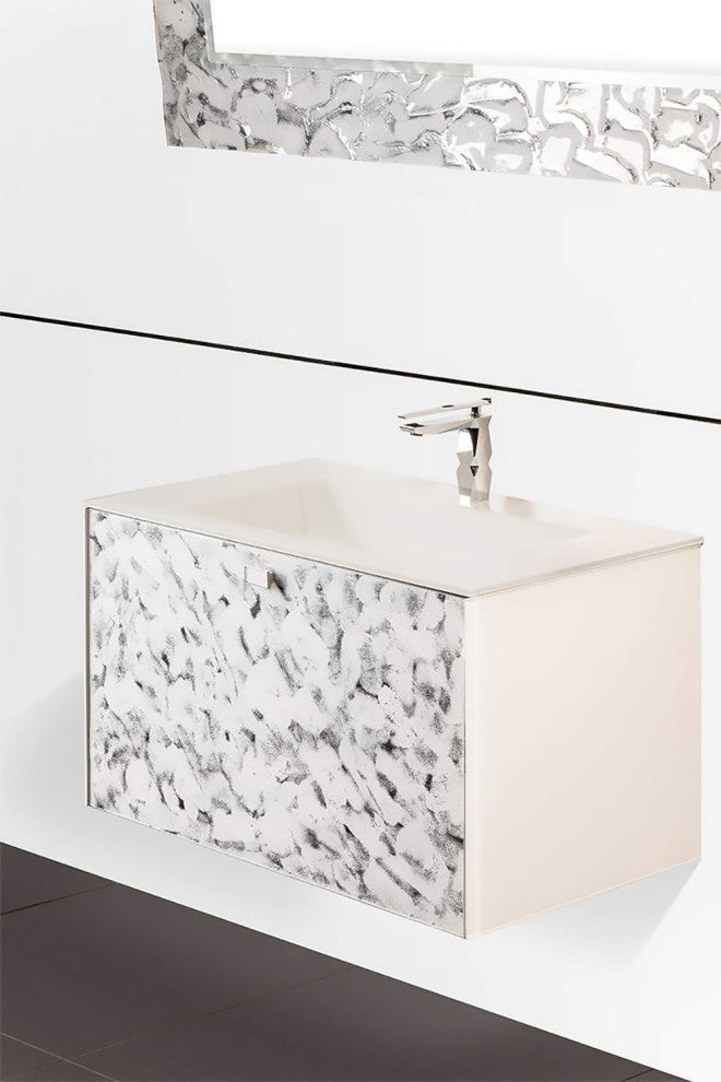 Sila Luxury Murano Glass Drop-In Single Bathroom Vanity 32", White
