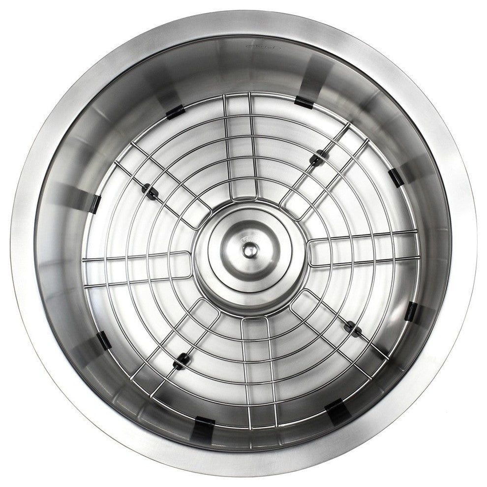 17" Undermount Single Bowl Kitchen/Bar/Prep Sink Round, 18 Gauge