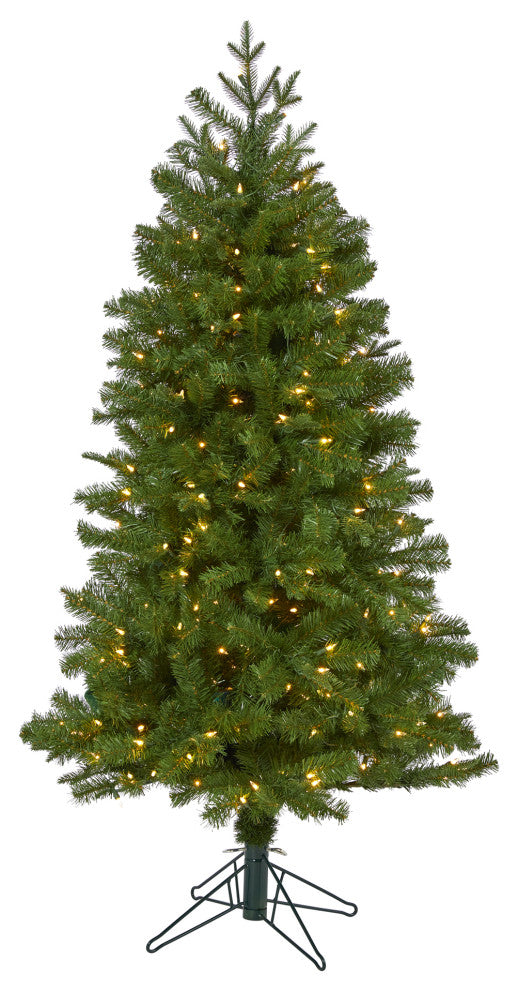 5' Vancouver Spruce Faux Xmas Tree With 200 White Lights & 461 Bendable Branches