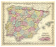 "Spain and Portugal, 1856" Digital Paper Print by G.W. Colton, 32"x27"