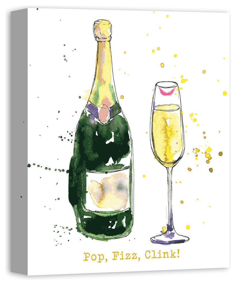 Pop, Fizz, Clink Champagne Canvas Wall Art, 16"x20"