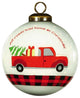 Red Pickup Truck With Presents Hand Painted Mouth Blown Glass Ornament