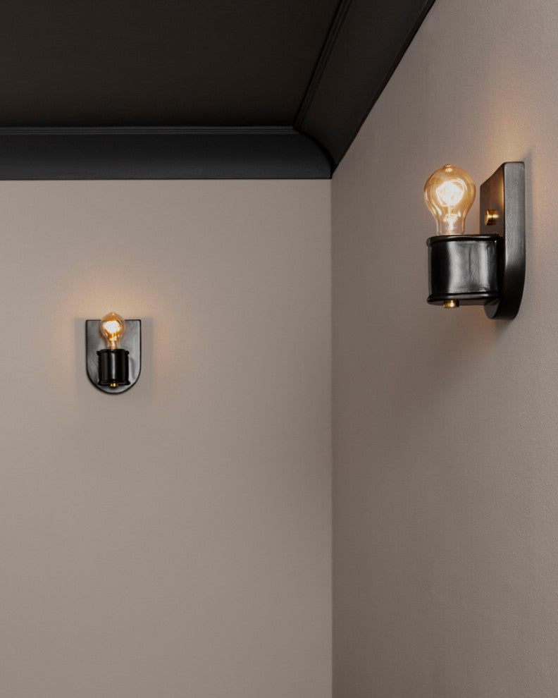 Nouveau Wall Sconce, Carbon, Matte Black, Polished Brass