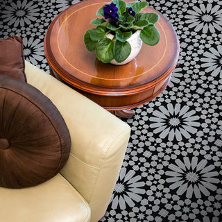 Agdal Handmade Cement Tile, Gray/Black, Sample
