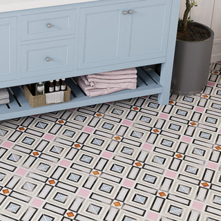 Vaudeville Octagon Deco Ritter, Taco Pink Porcelain Floor/Wall Tile