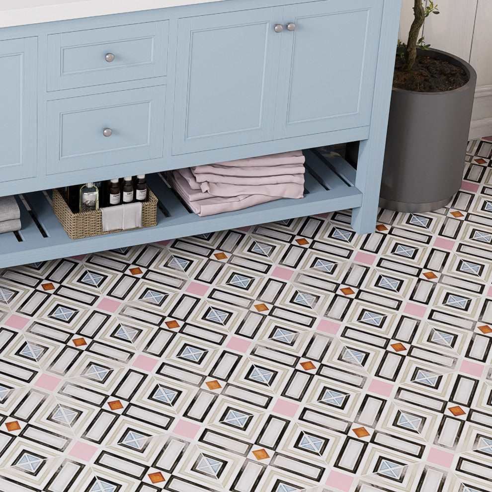 Vaudeville Octagon Deco Ritter, Taco Pink Porcelain Floor/Wall Tile