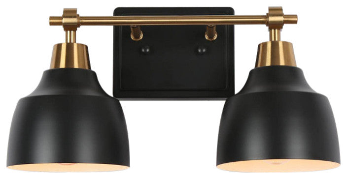 LNC 4-Light Modern Matte Black & Polished Gold Dome Vanity Lights for Bathroom, 2 Lights