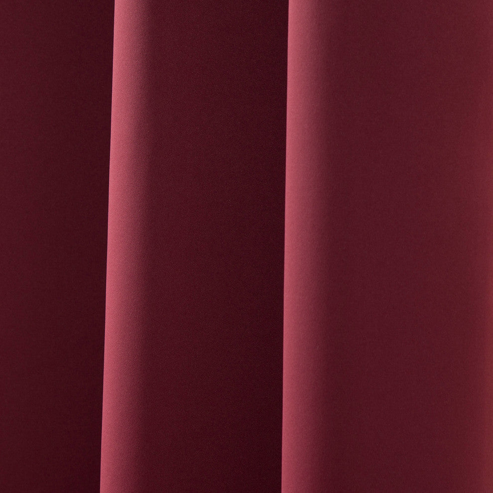 Solid Grommet Top Thermal Insulated Blackout Curtains, Burgundy, 63"