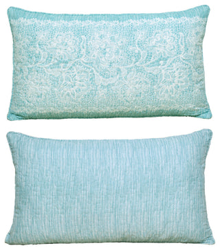 Printed Microfiber Pillow Covers, Set of 2, Emma Teal Aqua