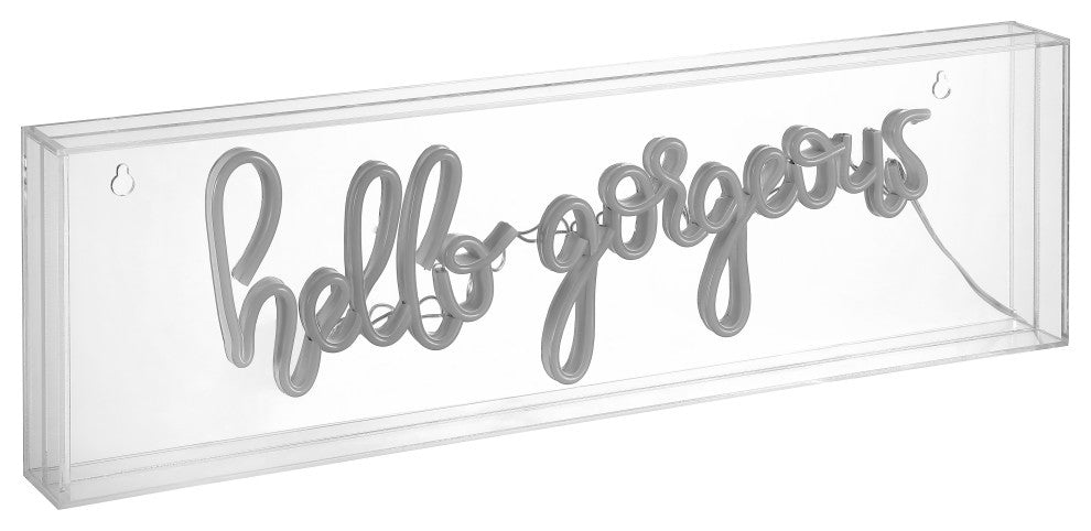 Hello Gorgerous 20" Contemporary Acrylic Box USB Operated LED Neon Light, Yellow