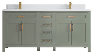 Cambridge 72" Double Sink Bath Vanity in Evergreen 1.5" White Quartz