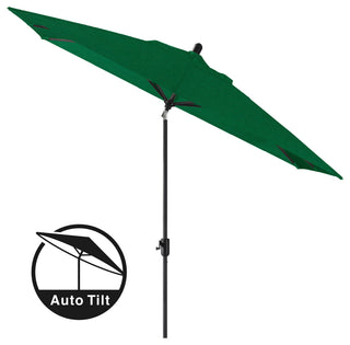10'x6.5' Rectangular Auto Tilt Market Umbrella, Grey Frame, Sunbrella, Forest Gr