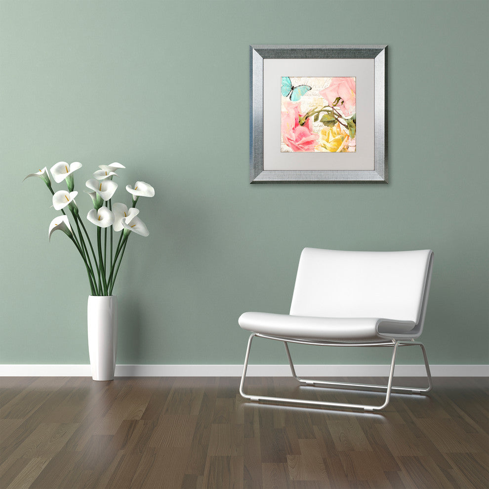 Color Bakery 'Florabella I' Art, Silver Frame, White Matte, 16"x16"