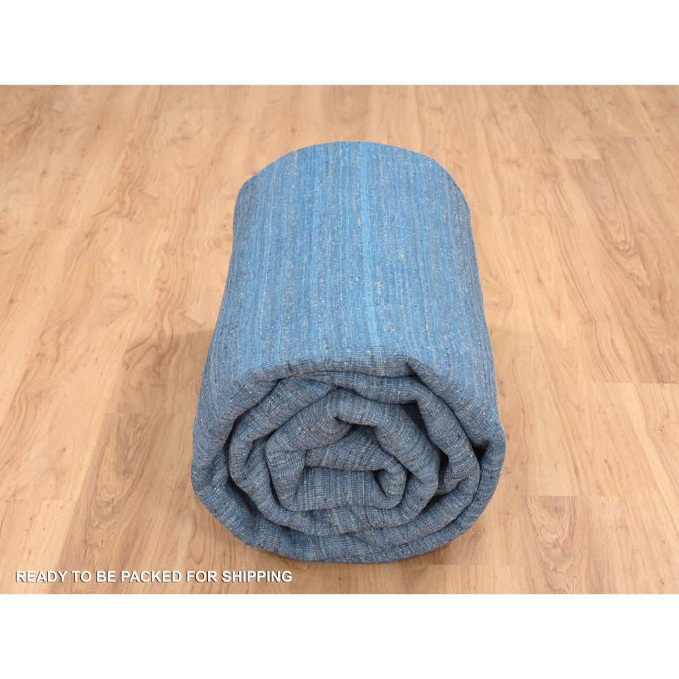 Denim Blue, Modern Design, Soft and Plush Wool Hand Loomed, Rug, 9'0"x11'10"