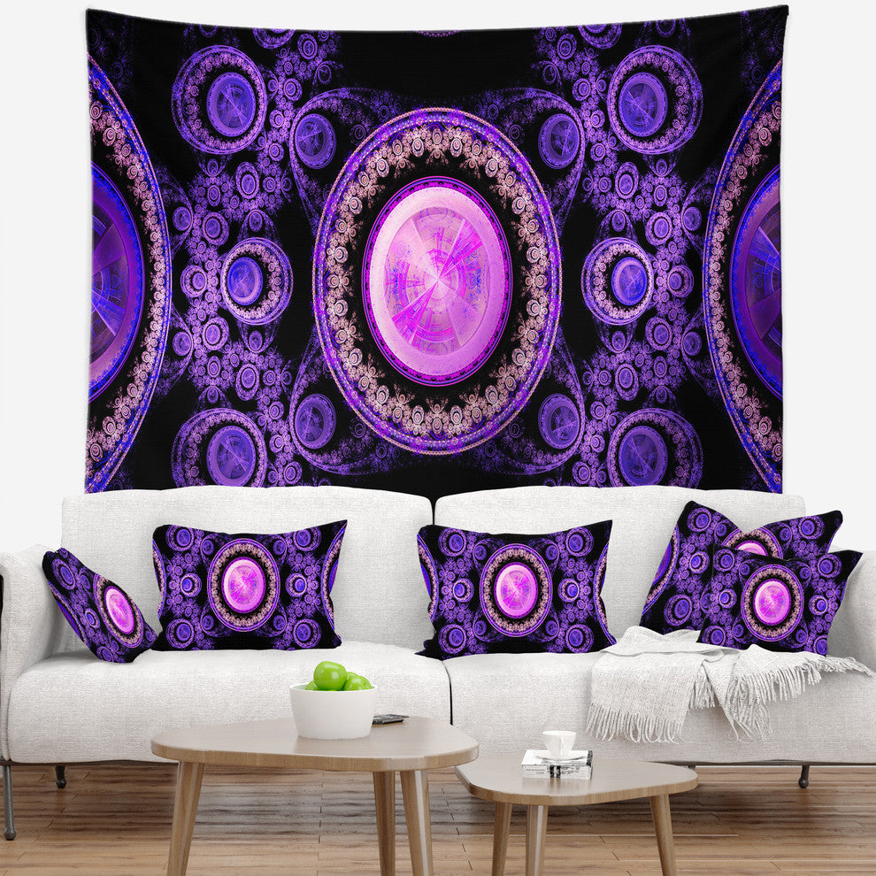 Purple Psychedelic Relaxing Art Abstract Wall Tapestry, 80"x68"