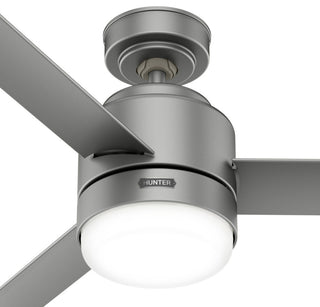 44" Gilmour Matte Silver Damp Rated Ceiling Fan, LED Light Kit, Handheld Remote