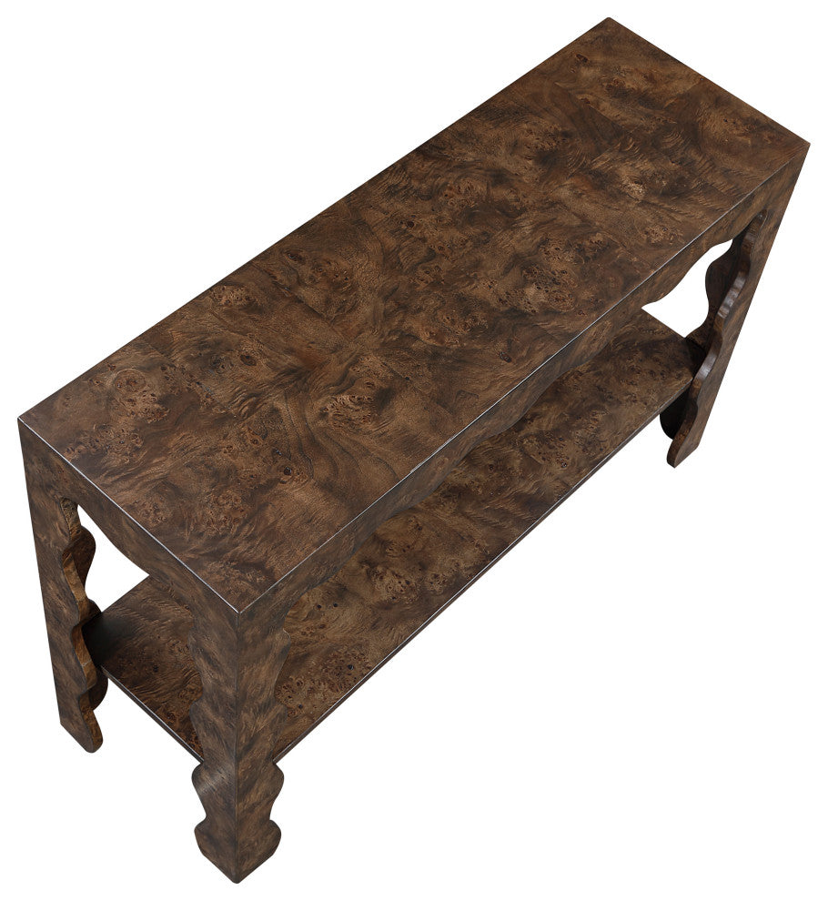 Vassa Burl Veneer Console Table, Brown