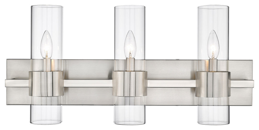 Zlite 343-3V-BN 3-Light Vanity, Clear