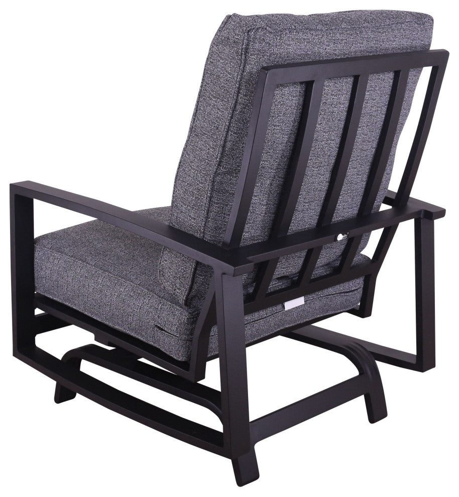 Courtyard Casual Santorini Black Aluminum 2 High Motion Chairs With Back Cushion