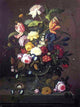 Severin Roesen Vase of Flowers in Footed Glass Bowl With Bird's Nest Canvas Wrap
