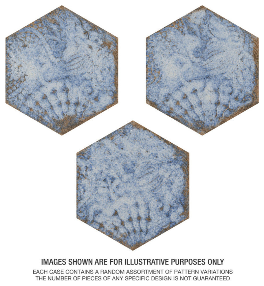 Gaudi React Hex Marina Porcelain Floor and Wall Tile