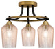 Paramount 3-Light Semi-Flush Light, Matte Black & Brass, 5" Silver Textured