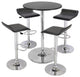 Pub Set, Round Table & 4 Chairs With Adjustable Heights, Black/Chrome