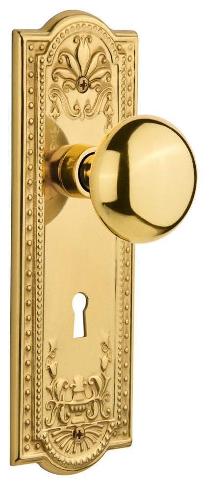 Meadows Plate Passage New York Knob, Unlacquered Brass